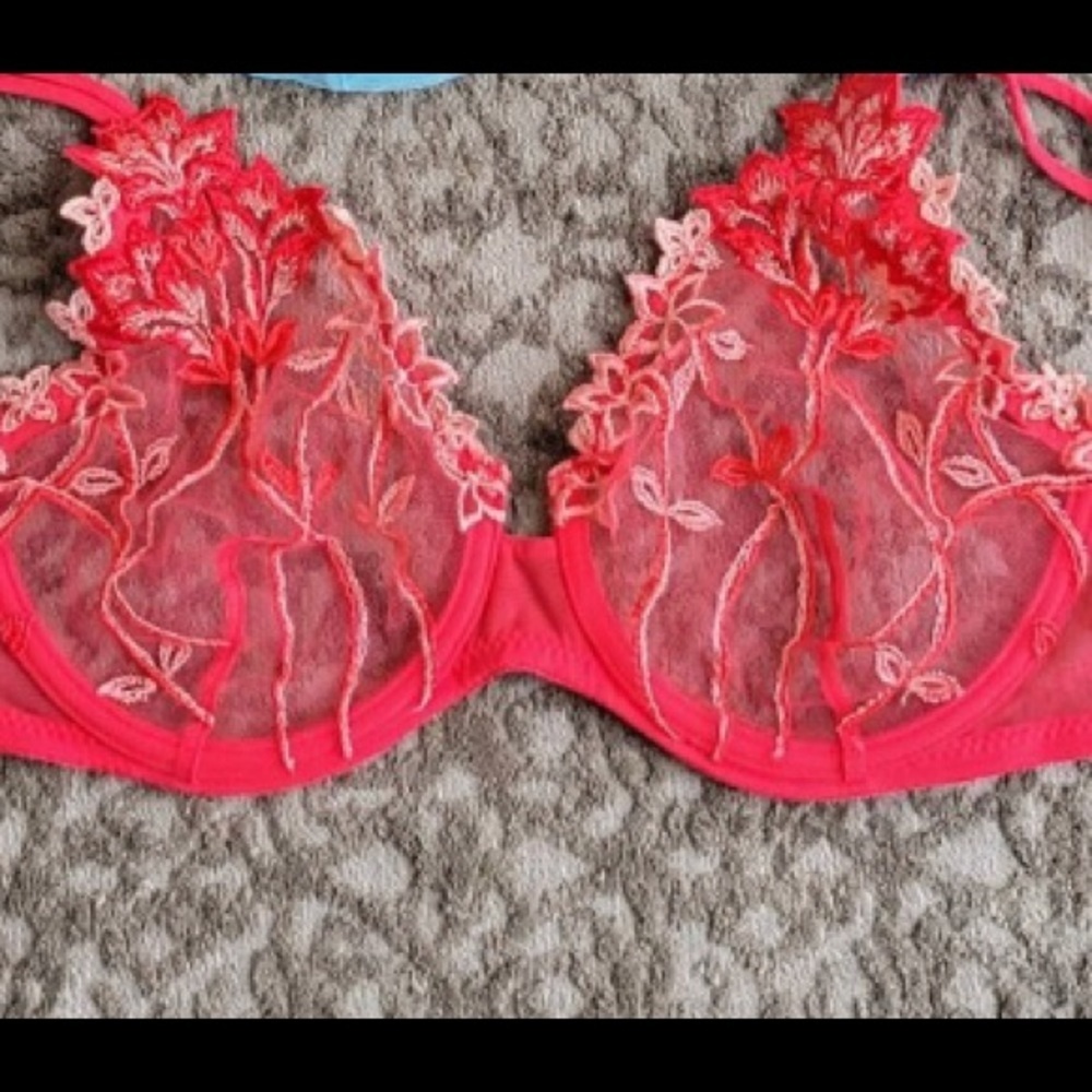 NWOT Malizia By La Perla RED Bra—Shear with Lace 34C